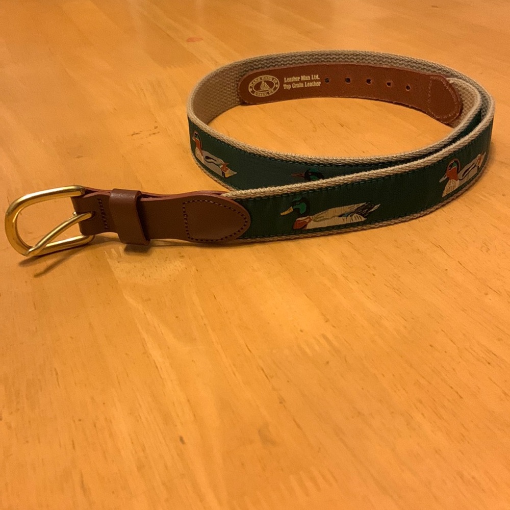 Vintage Leather Man Ltd Essex CT Duck Belt Woven Canvas Hunting Mens Size 38